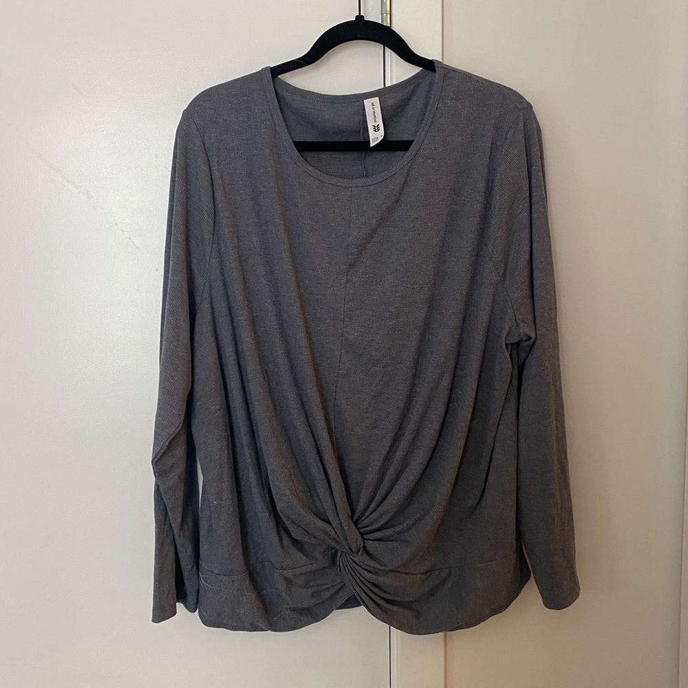 Plus size long sleeve twist front shirt